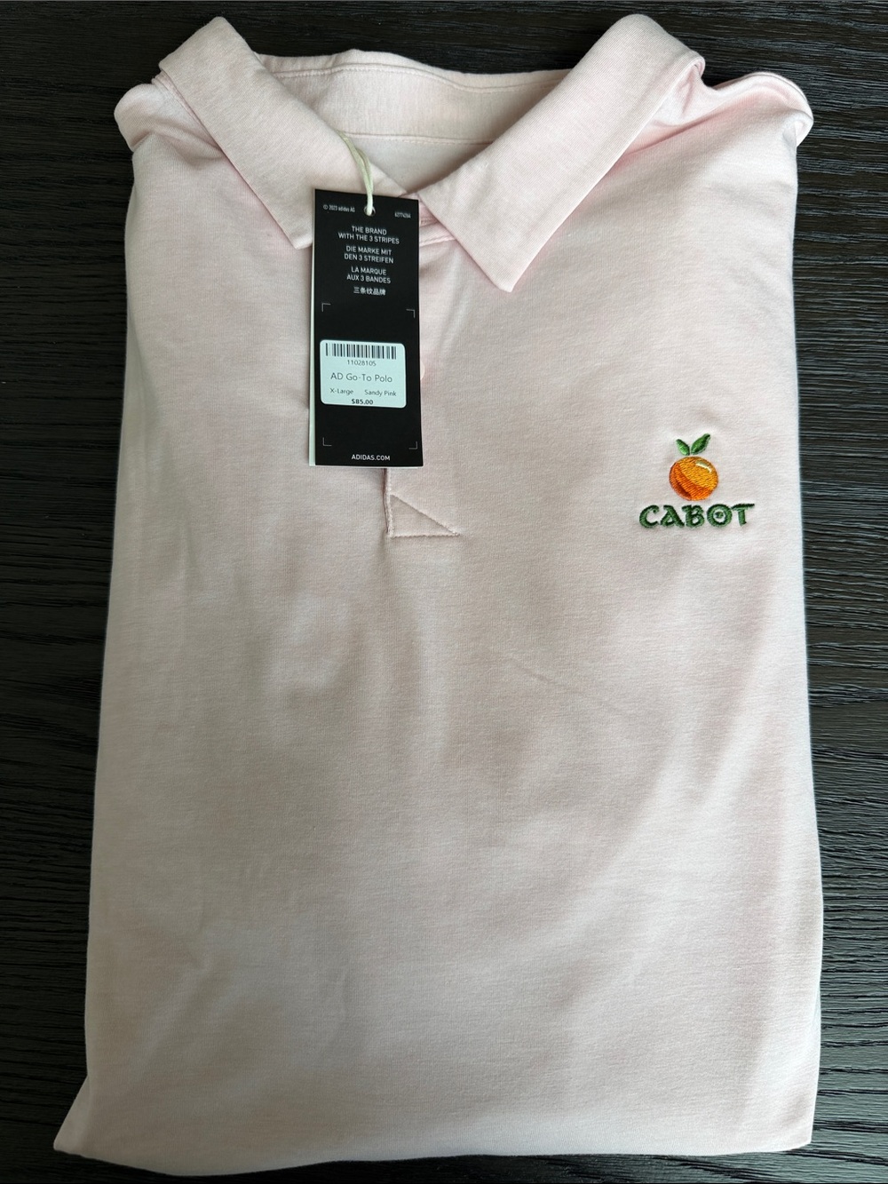 adidas Light Pink Polo with Orange Embroidered Logo